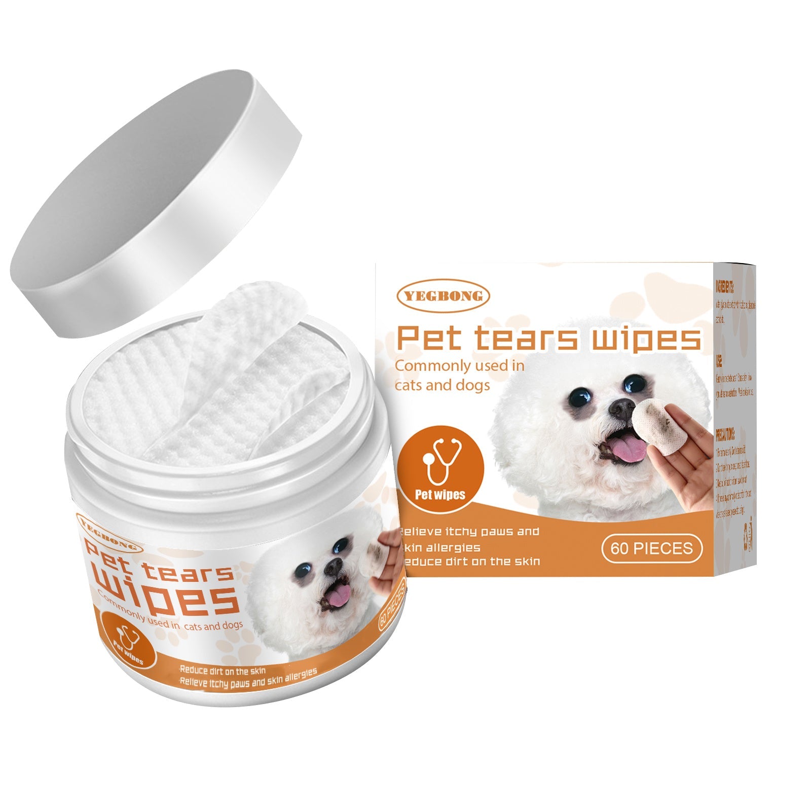Yegbong Pet Wet Wipes Cleaning Dogs And Cats Tear Stain Removal Eye Cleaning Eye Wipes Eye Dirt Removal Cotton Pads - MAYONAL STORE