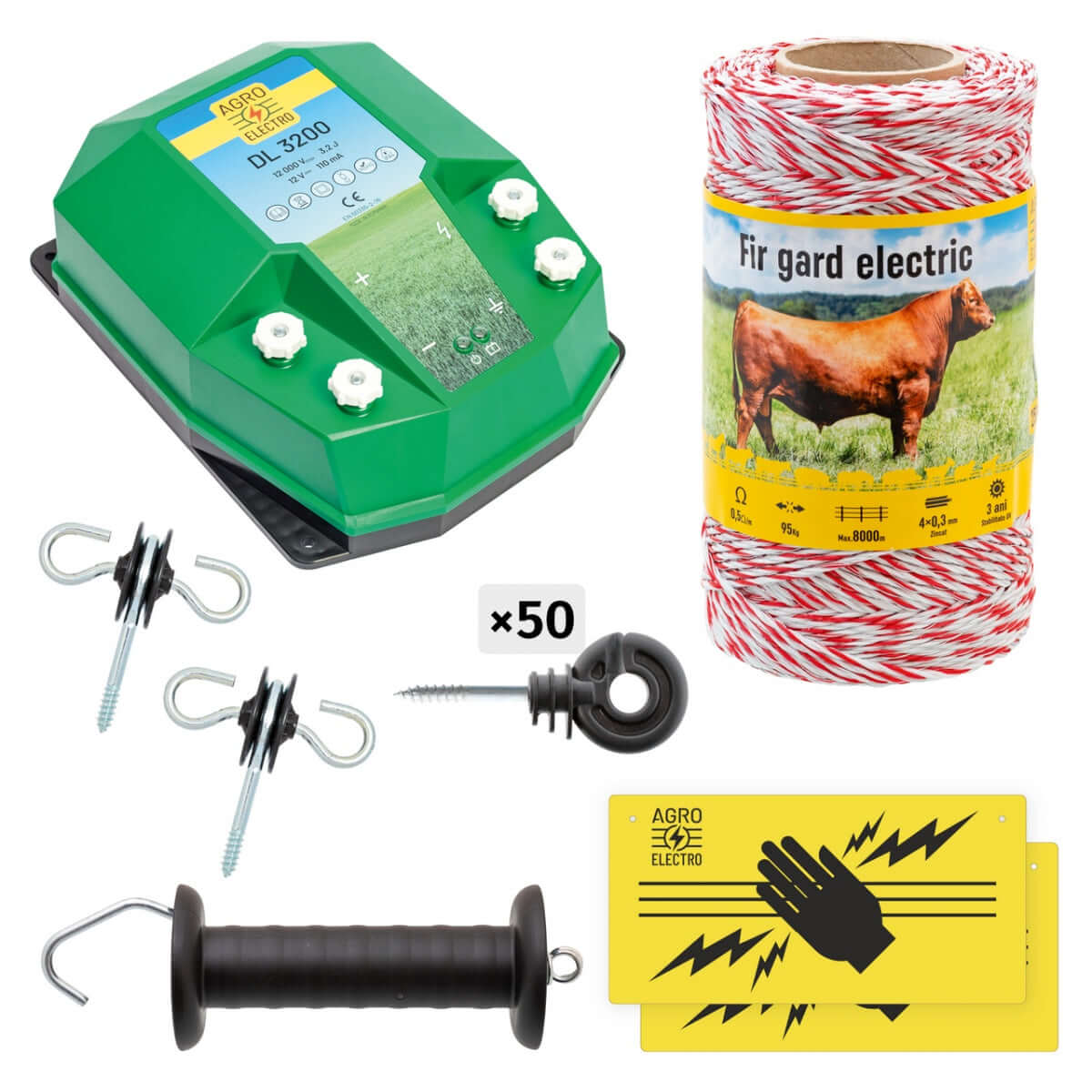 Electric fence basic package 250 m, 3.2 Joule, for domestic animals - MAYONAL STORE