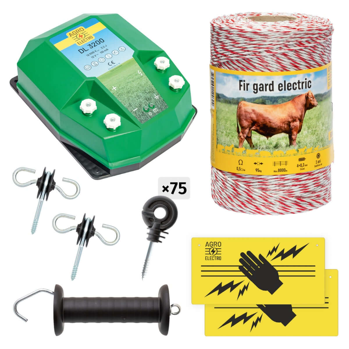 Electric fence basic package 500 m, 3.2 Joules, for domestic animals - MAYONAL STORE