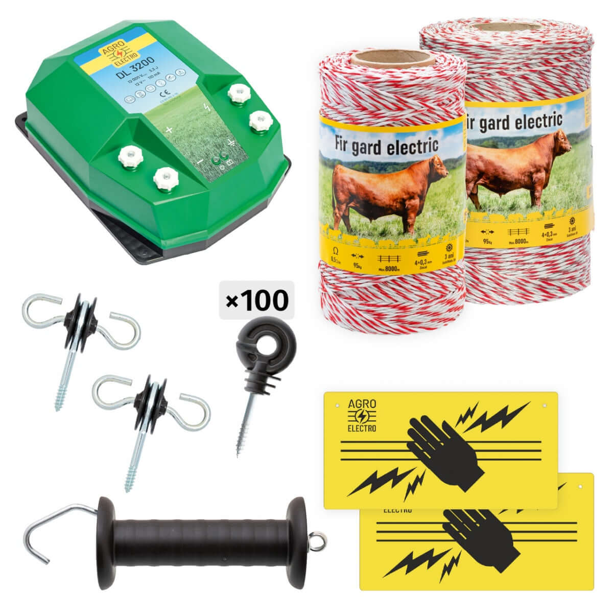 Electric fence basic package 750 m, 3.2 Joule, for domestic animals - MAYONAL STORE