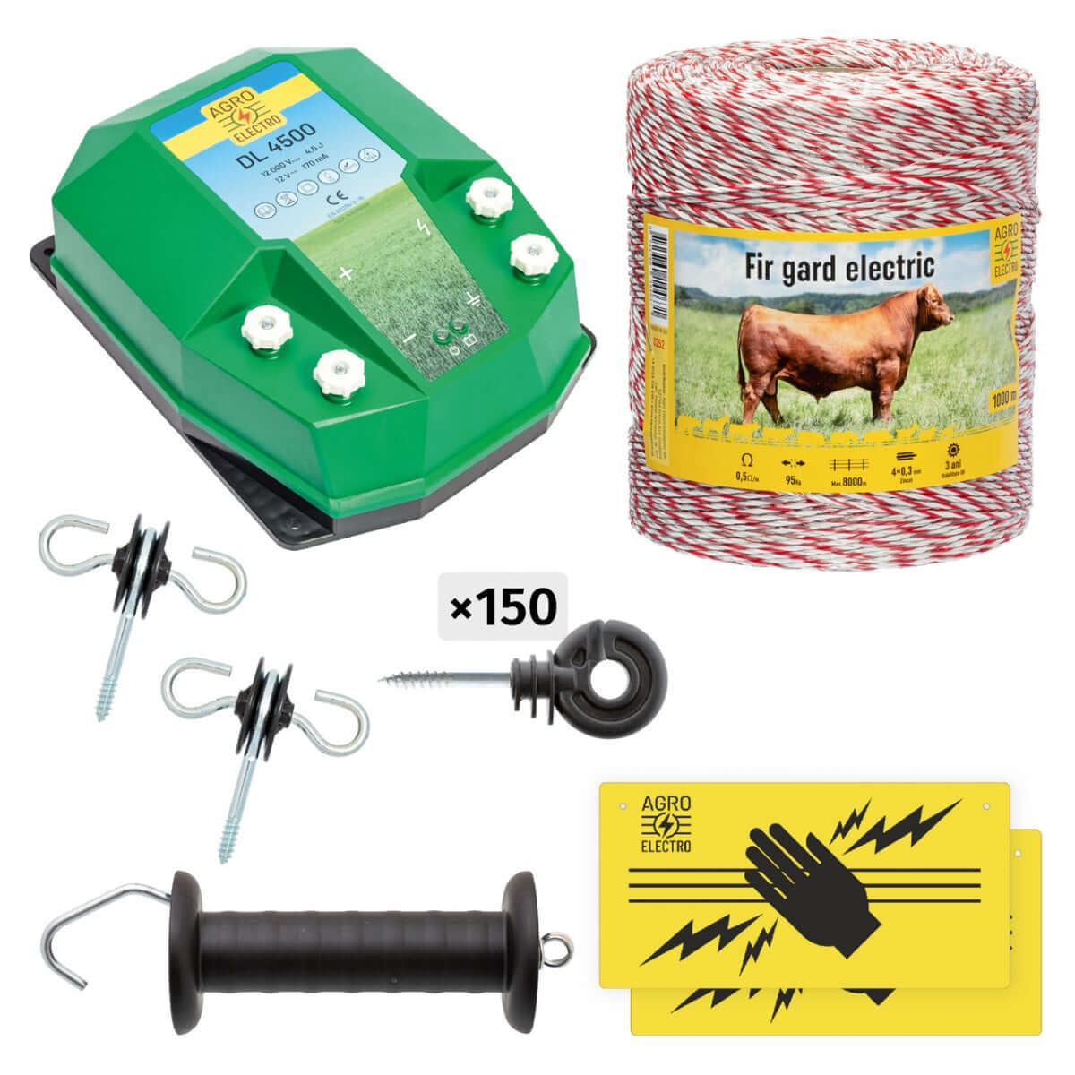 Electric fence basic package 1000 m, 4.5 Joules, for domestic animals - MAYONAL STORE