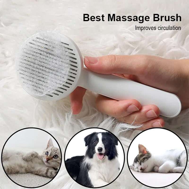 Cat Grooming Brush, Self Cleaning Slicker Brushes For Dogs Pet Hair Removal Comb Stainless Steel Needle Cat Brush Self Cleaning For Cats Dogs Hair Remover Scraper Pet Grooming Tool - MAYONAL STORE