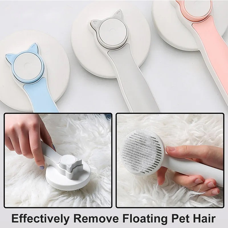 Cat Grooming Brush, Self Cleaning Slicker Brushes For Dogs Pet Hair Removal Comb Stainless Steel Needle Cat Brush Self Cleaning For Cats Dogs Hair Remover Scraper Pet Grooming Tool - MAYONAL STORE