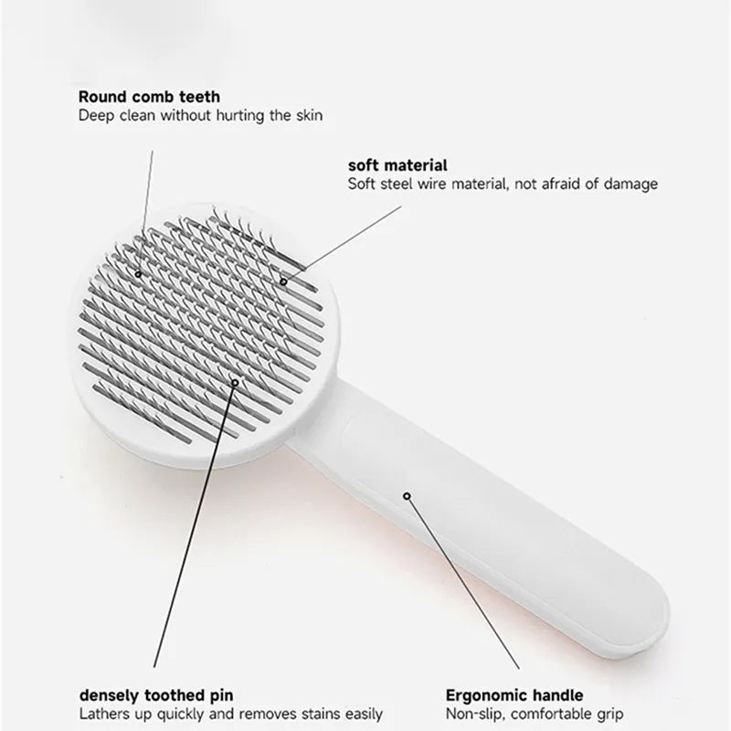 Cat Grooming Brush, Self Cleaning Slicker Brushes For Dogs Pet Hair Removal Comb Stainless Steel Needle Cat Brush Self Cleaning For Cats Dogs Hair Remover Scraper Pet Grooming Tool - MAYONAL STORE