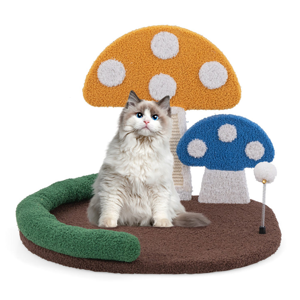 Mushroom Cat Bed Cat Claw Scratcher With Wide Bed And Sisal Scratch Panel - MAYONAL STORE
