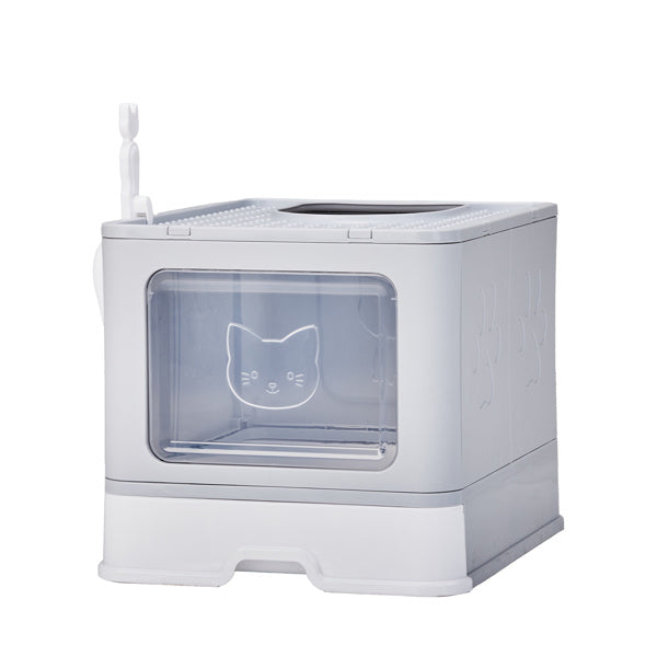 51x40x38cm, PP Plastic Litter Box, Spliced Bottom Pull-out Box, Square - Grey - MAYONAL STORE
