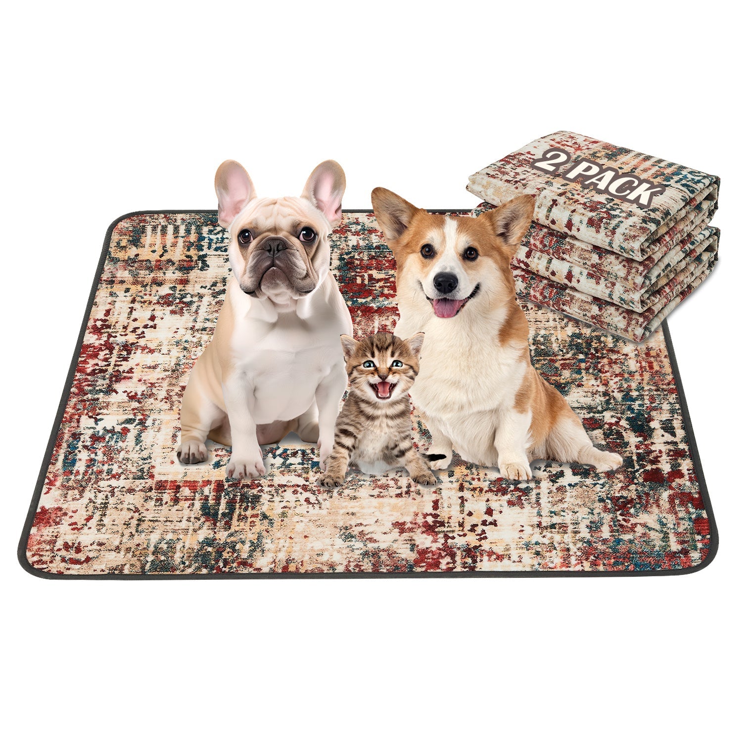 Qeils Washable Pee Pads For Dogs, 2 Pack Reusable Puppy Pads Super Absorbent Leakproof Dog Training Pads, Non-Slip Potty Pads For Floor, Crate, Couch, Whelping Pads Litter Mat Puppy Supplies - MAYONAL STORE