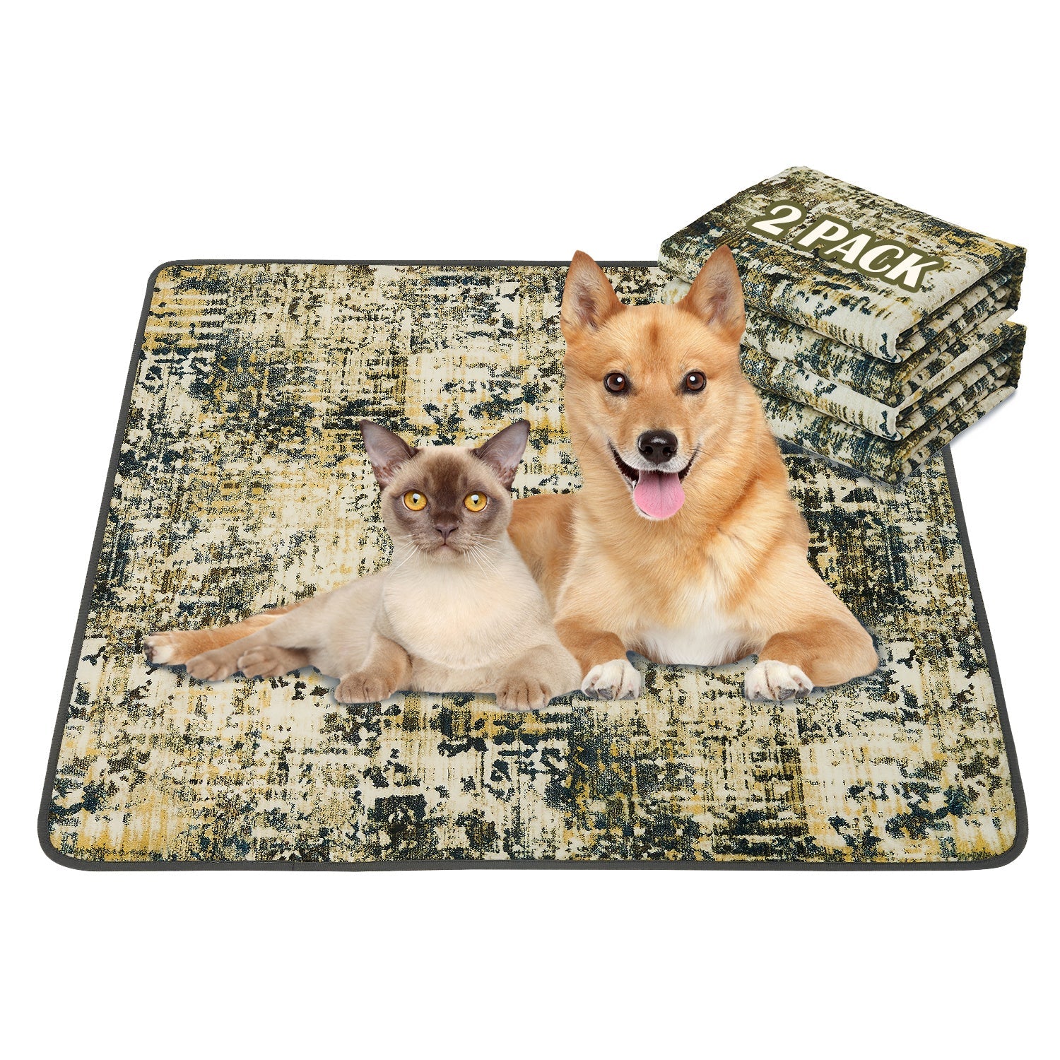 Qeils Washable Pee Pads For Dogs, 2 Pack Reusable Puppy Pads Super Absorbent Leakproof Dog Training Pads, Non-Slip Potty Pads For Floor, Crate, Couch, Whelping Pads Litter Mat Puppy Supplies - MAYONAL STORE
