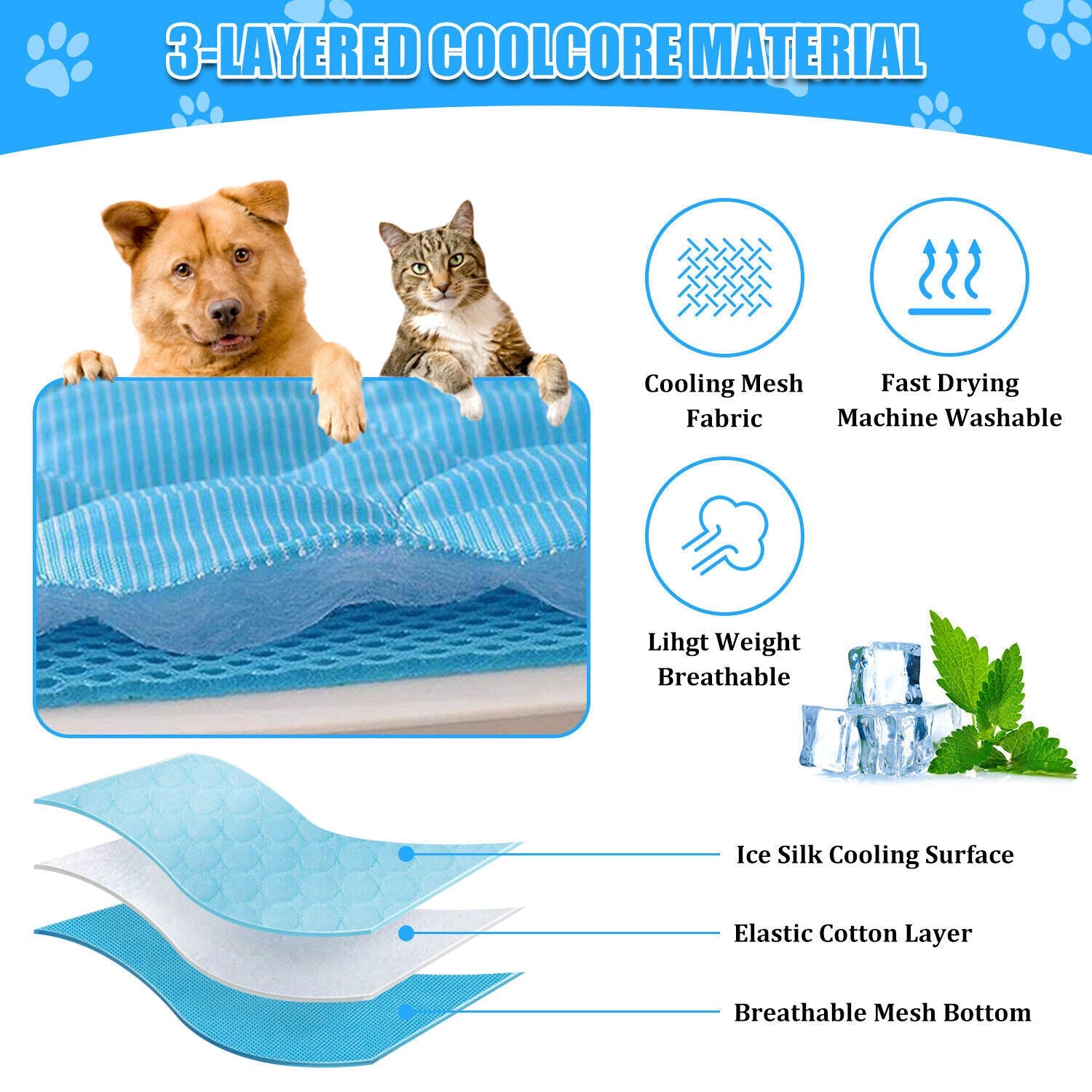 Pet Cooling Mat Cool Pad Cushion Dog Cat Puppy Blanket For Summer Sleeping Bed Dog Cooling Bed Pet Cooling Mat - MAYONAL STORE