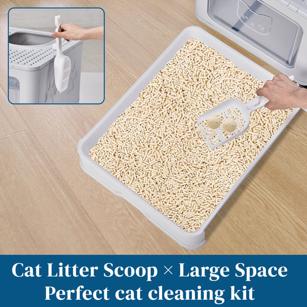 51x40x38cm, PP Plastic Litter Box, Spliced Bottom Pull-out Box, Square - Grey - MAYONAL STORE
