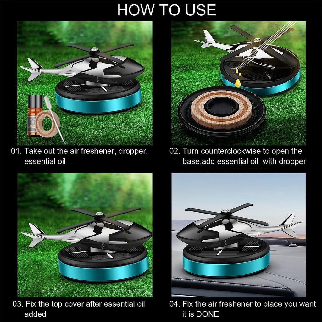 Car Air Freshener Diffuser – Solar Charge, Helicopter Model - MAYONAL STORE