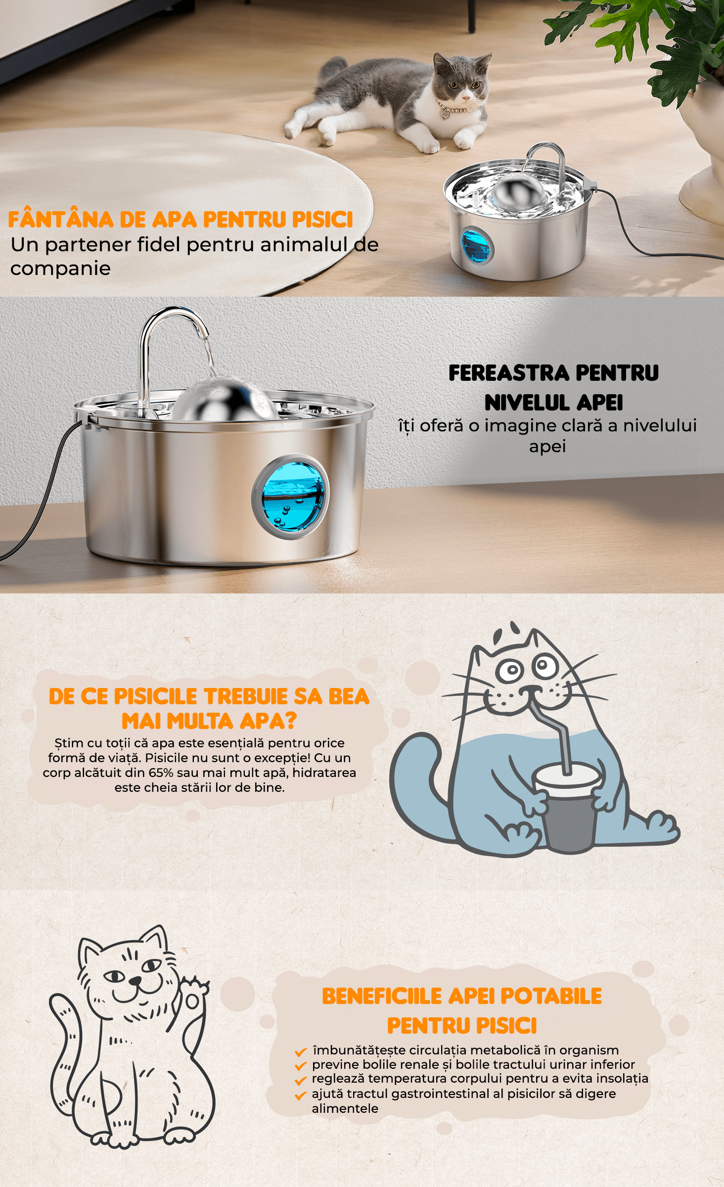 FOUNTAIN-TYPE AUTOMATIC WATER DISPENSER FOR CATS AND DOG WITH WATER, SILENT , STAINLESS STEEL, 3.2L - MAYONAL STORE