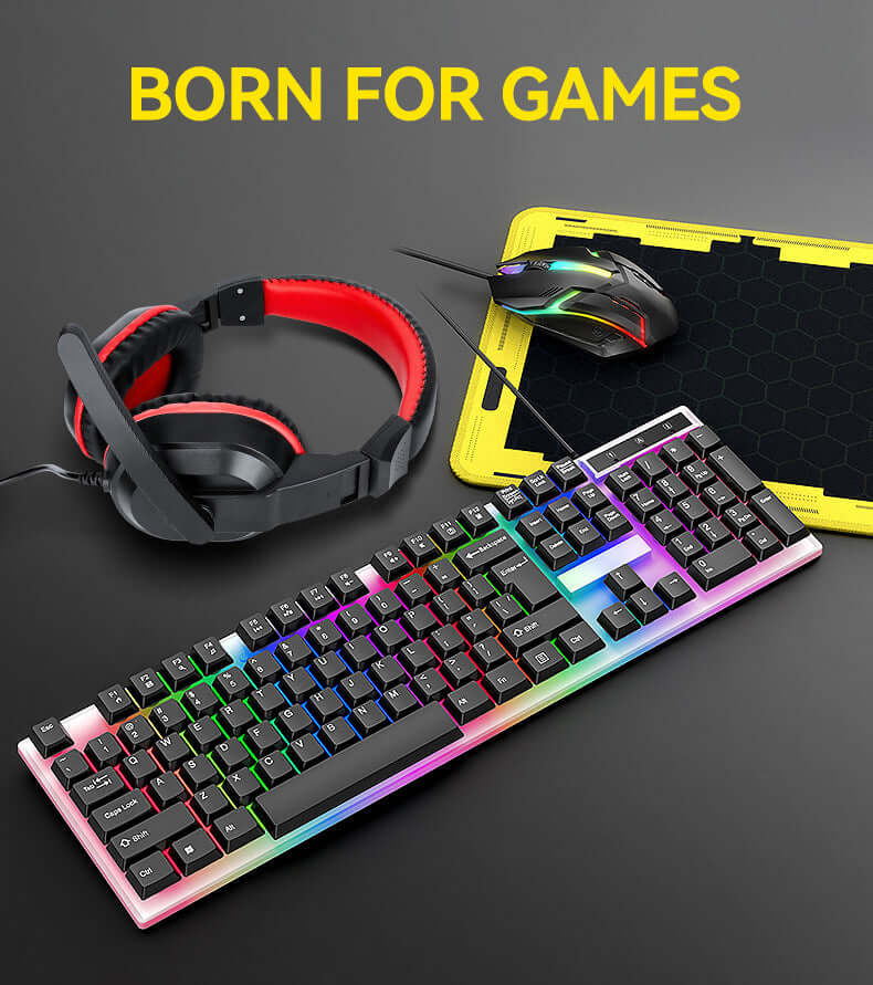 Kinsi 4-in-1 Gaming Kit – RGB Keyboard, Headphones, Mouse & Mousepad - MAYONAL STORE