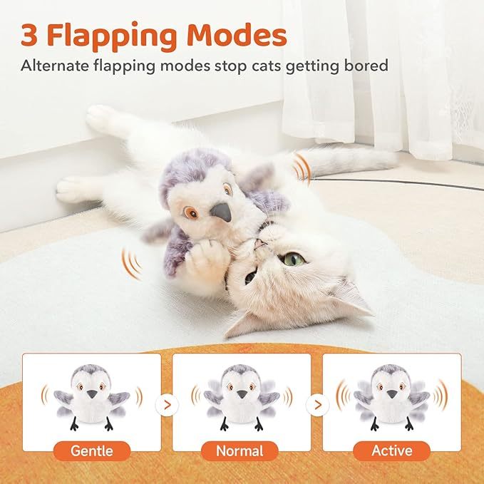 Cat Toys Flapping Bird No Flying,Lifelike Sandpiper Chirp Tweet, Rechargeable Touch Activated Kitten Toy Interactive Cat Exercise Toys For All Breeds Cat Kicker Catnip Toys - MAYONAL STORE