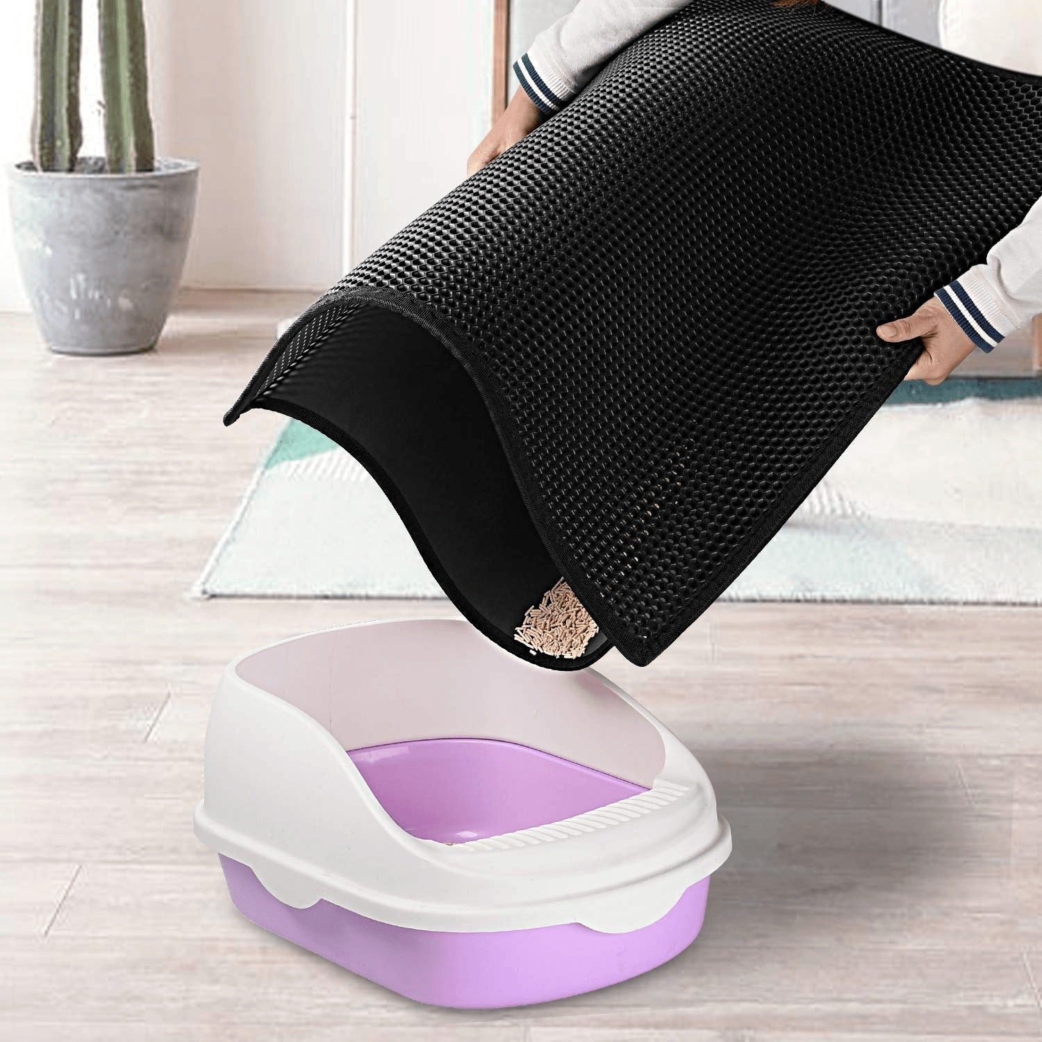 Kitty Cat Litter Mat Trapping Honeycomb Double Layer Design Waterproof Double Layer EVA Cat Litter Pad Waterproof Non-slip Sand Basin Filter Kitten Dog Washable Mattress - MAYONAL STORE