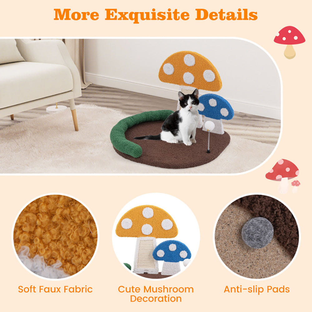 Mushroom Cat Bed Cat Claw Scratcher With Wide Bed And Sisal Scratch Panel - MAYONAL STORE