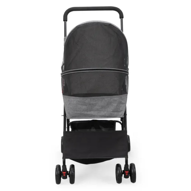 Foldable Pet Stroller, Small Dog Cat Stroller With Storage Basket For Small Puppies, Gray And Black - MAYONAL STORE