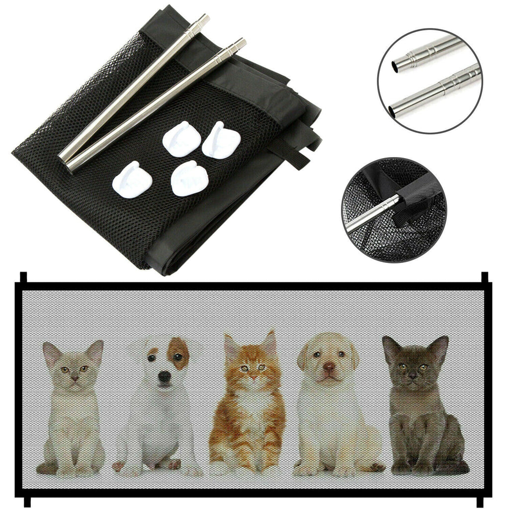 Pets Dog Cat Baby Safety Gate Mesh Fence Magic Portable Guard Net Stairs Doors - MAYONAL STORE