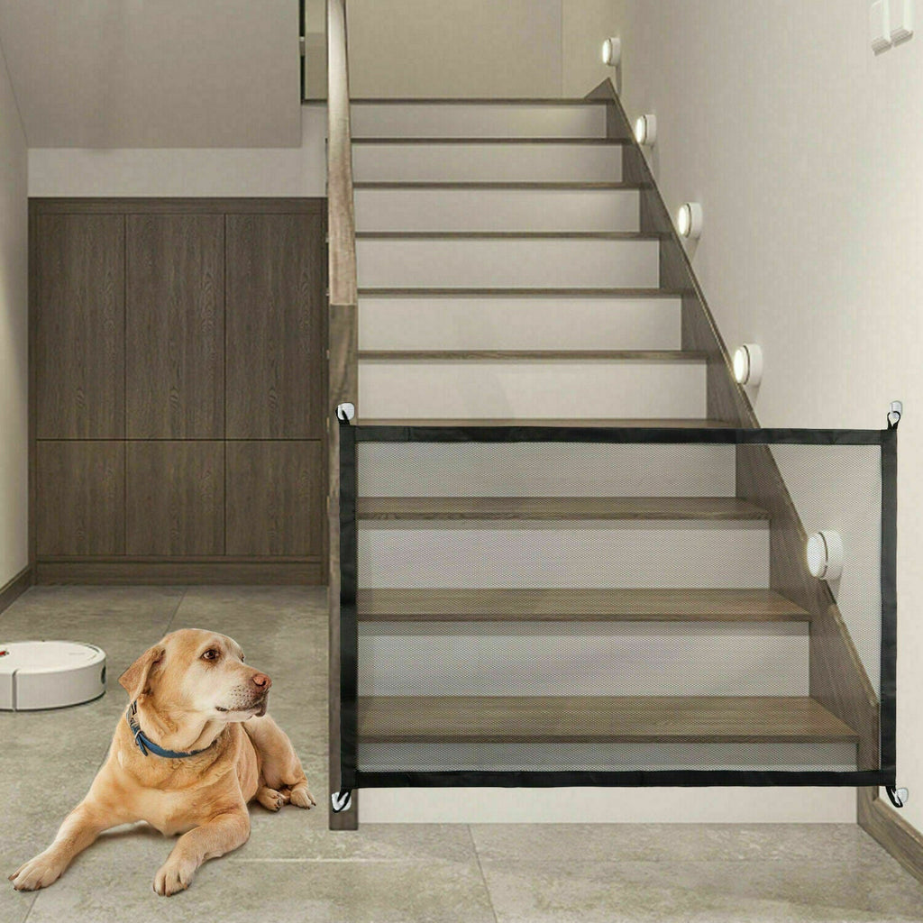 Pets Dog Cat Baby Safety Gate Mesh Fence Magic Portable Guard Net Stairs Doors - MAYONAL STORE