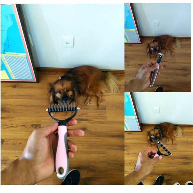 Grooming Brush For Pet Dog Cat Deshedding Tool Rake Comb Fur Remover Reduce 2-Side Dematting Tool For Dogs Cats Pets Grooming Brush Double Sided Shedding And Dematting Undercoat Rake Hair Removal Comb - MAYONAL STORE
