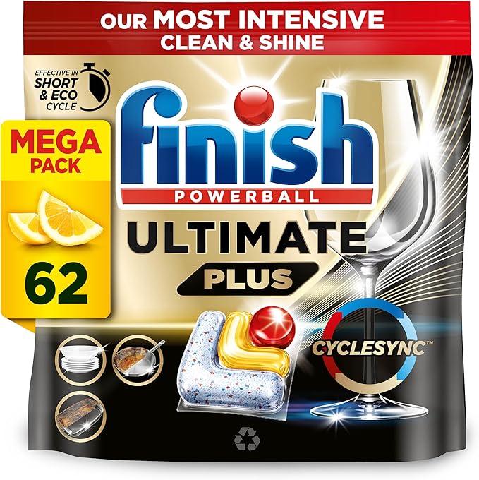 Finish Ultimate Plus 62 Tabs – Lemon, Tough on Grease