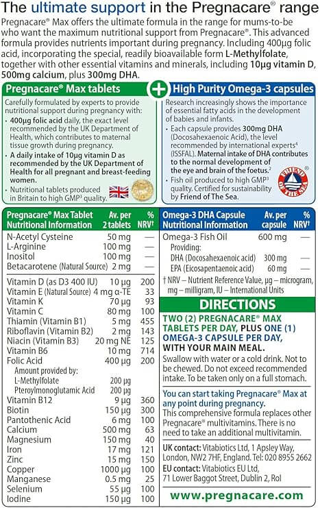 Pregnacare Max - Optimal Pregnancy Support 84 Tablets - MAYONAL STORE