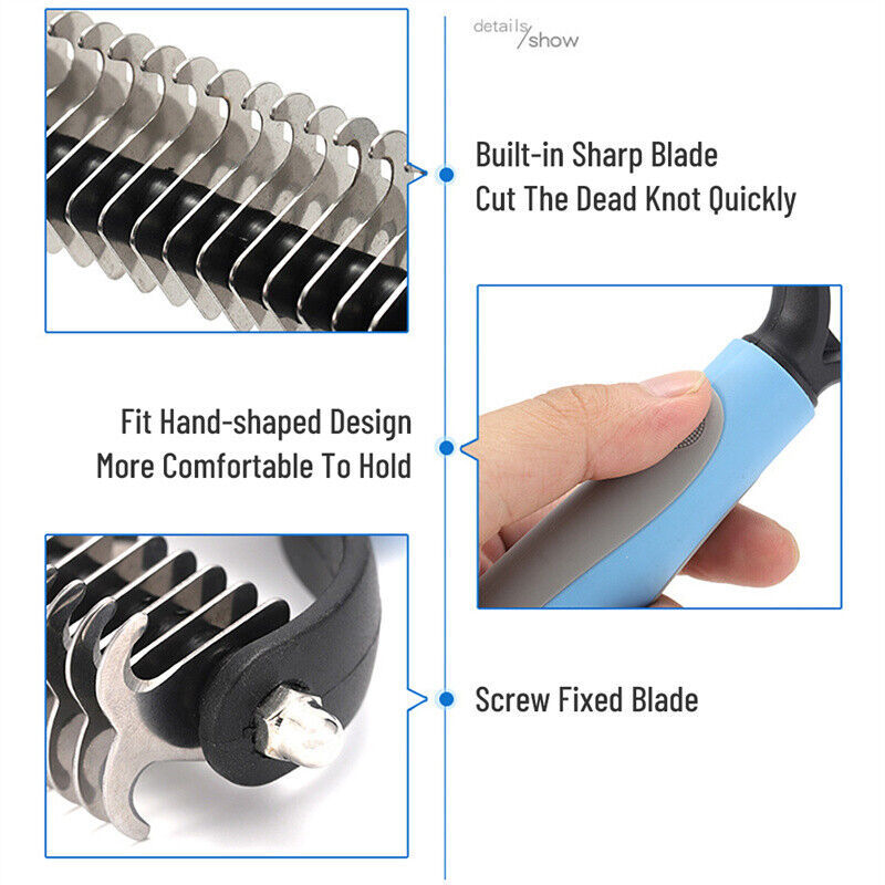 Grooming Brush For Pet Dog Cat Deshedding Tool Rake Comb Fur Remover Reduce 2-Side Dematting Tool For Dogs Cats Pets Grooming Brush Double Sided Shedding And Dematting Undercoat Rake Hair Removal Comb - MAYONAL STORE