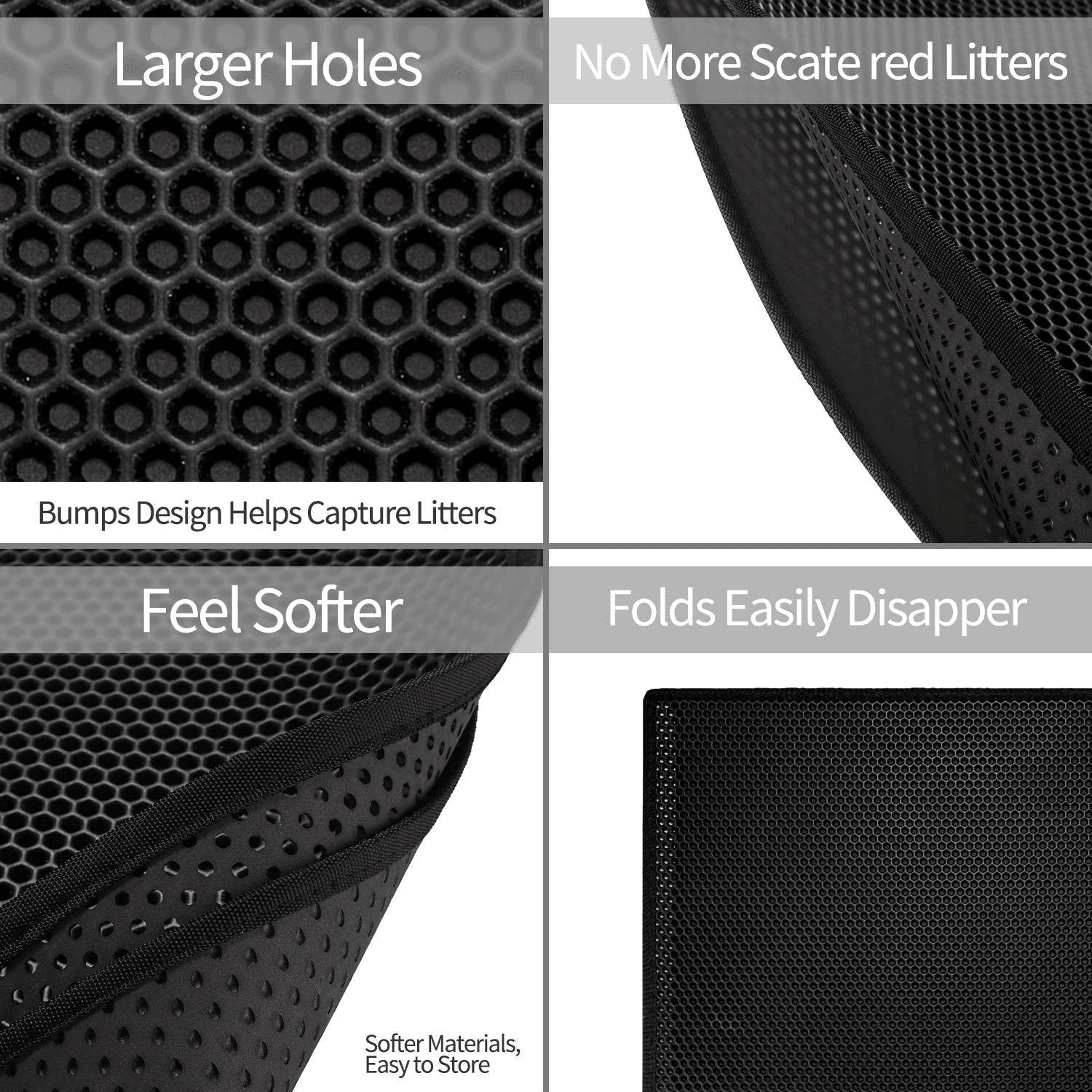 Kitty Cat Litter Mat Trapping Honeycomb Double Layer Design Waterproof Double Layer EVA Cat Litter Pad Waterproof Non-slip Sand Basin Filter Kitten Dog Washable Mattress - MAYONAL STORE