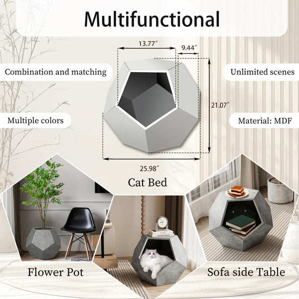 25.98 Inch Modern Pet Furniture, Including Cat Rack Side Table, Sofa Side Table, Flower Pot MDF Multifunctional Furniture, Cement Gray, Prohibited Platform Temu - MAYONAL STORE