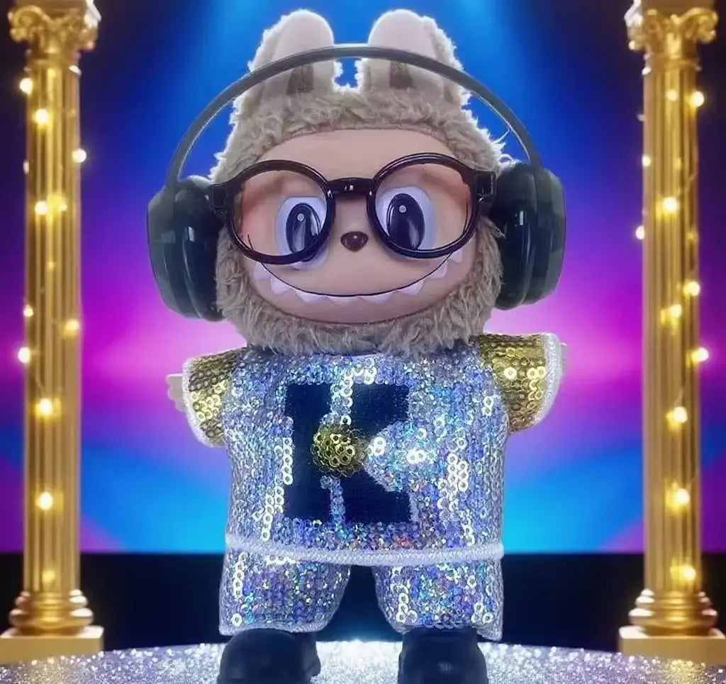 LABUBU clothes Handmade sequined outfit, two-piece jacket and trousers LABUBU accessories Headphones Shoes accessories (no dolls