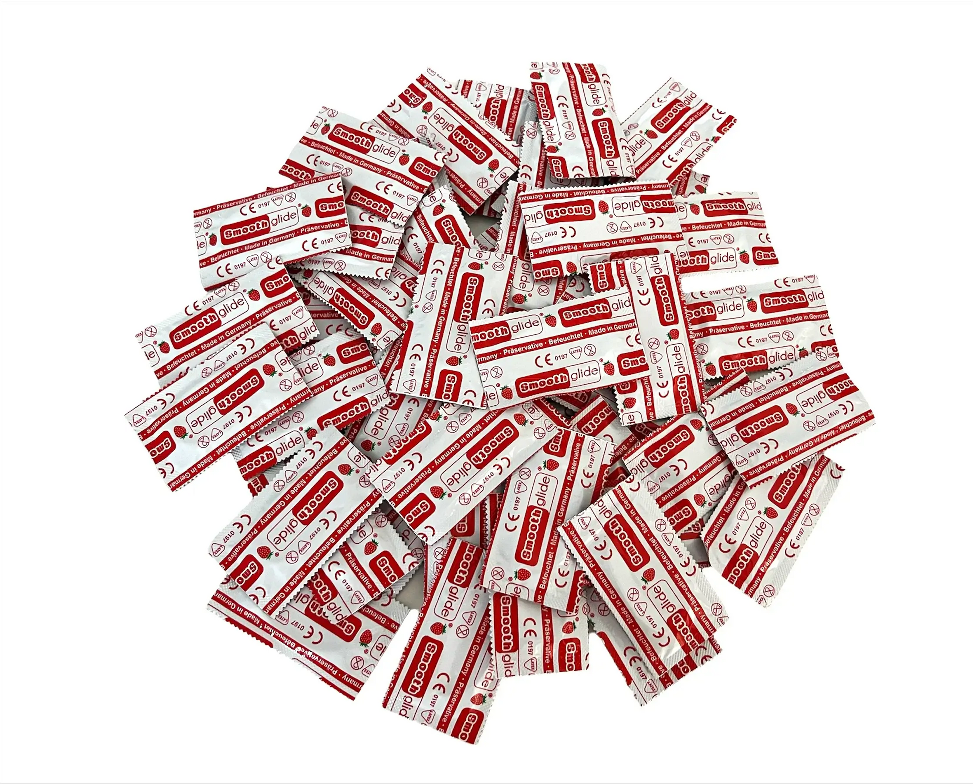 SmoothGLide Red Strawberry Flavored Lubricated Condoms 54mm Latex 50pcs - MAYONAL STORE