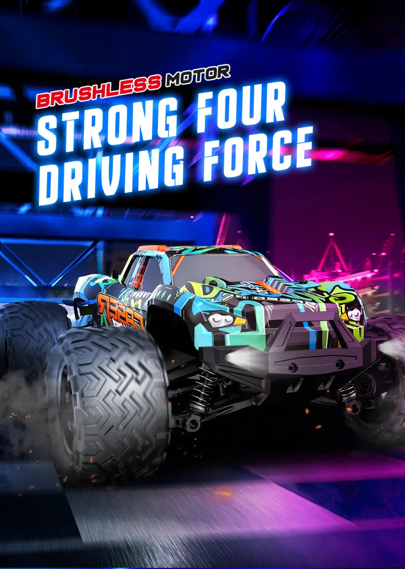 1:14 4WD RC Car Toy - 4x4 Off Road Drift Racing, 45KM/h Super Brushless High Speed - Waterproof Remote Control Truck for Kids