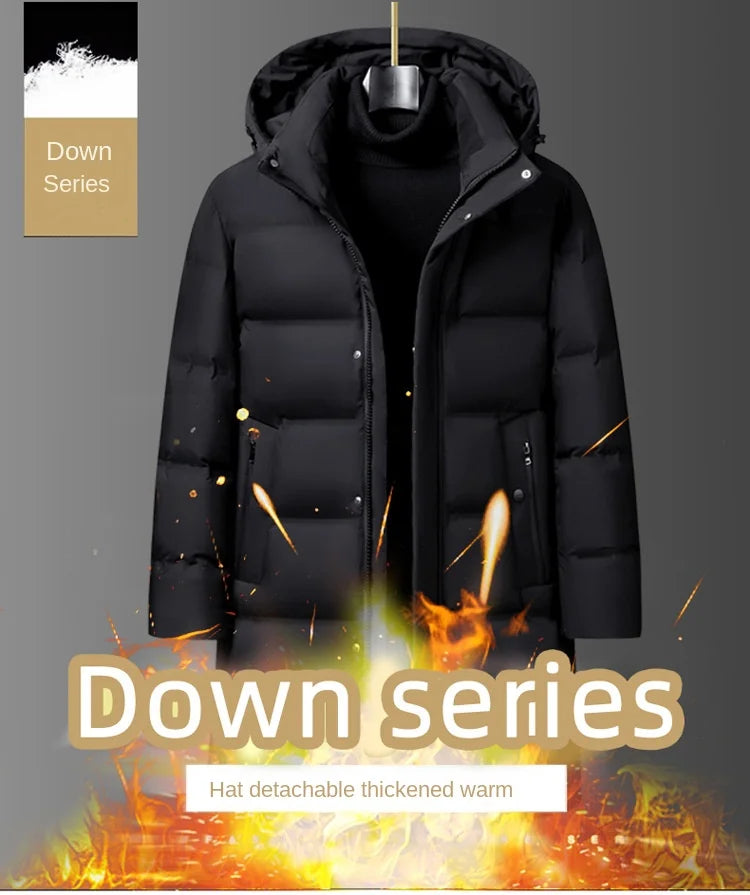 Canada Fashion Winter Jacket for Men Down Coat Parka Men's White Goose Down Jacket Collar Hooded Warm Thick Long Padding M-4XL