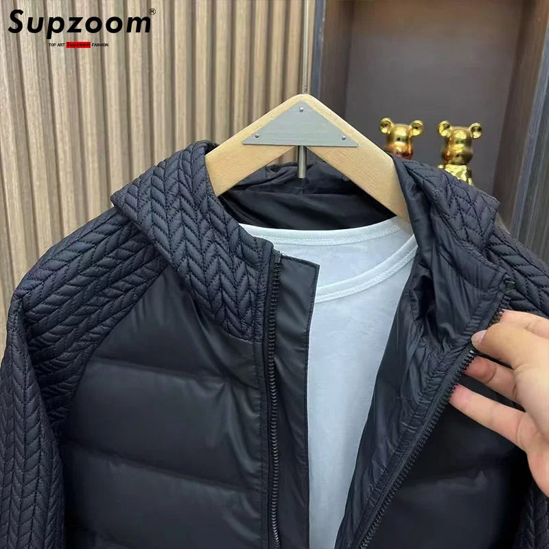 Supzoom New Arrival Casual Triangle Mark Mens Winter Trendy Hooded cotton-padded Suit Couple Cotton-padded Jackets And Coats