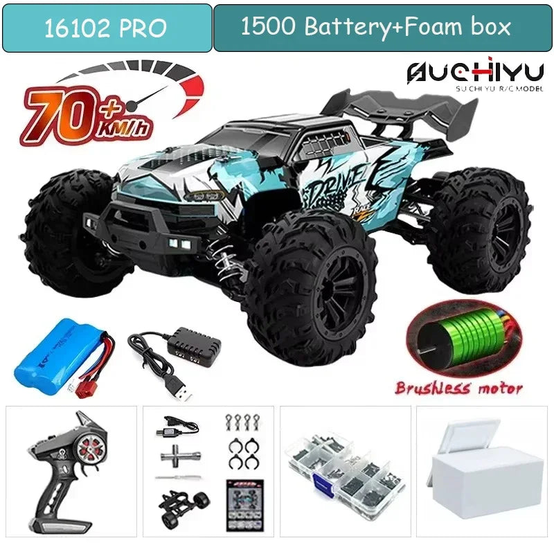 1:16 75KM/H or 50KM/H 4WD RC Car with LED Remote Control Cars High Speed Drift Monster Truck for Kids Vs Wltoys 144001 Toys