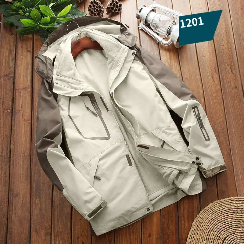 Winter 2 In 1 Warm Jacket Sportwear Ski Camping Coat Softshell Waterproof Outdoor Jacket Men Windbreaker Climbing Hiking Coats