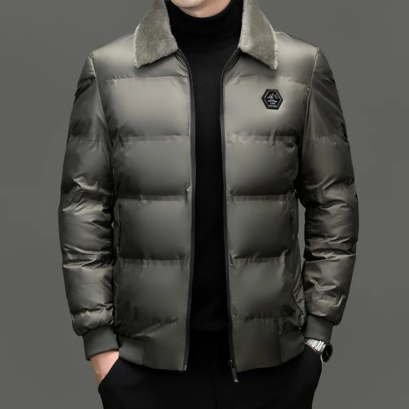 Top Grade Middle-aged Men Bubble Puffer Windbreaker Coat Parka Jacket Winter Plus Velvet Thickened Short Outerwear