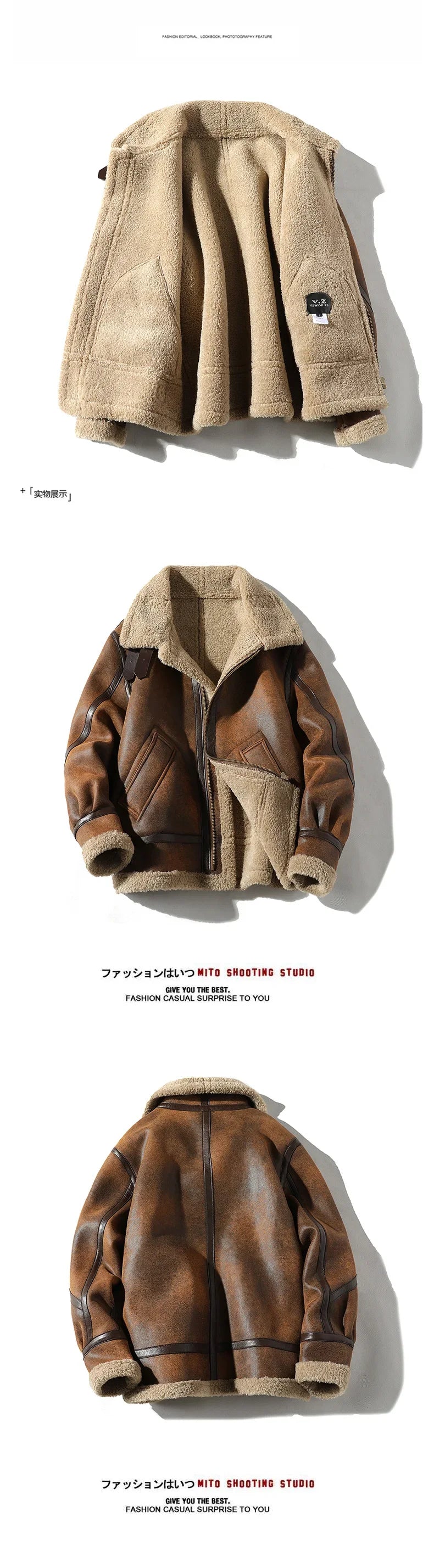 2024 Autumn Winter Men's Leather Jacket High-end Brand Plus Velvet Thickening Street Fashion Large Size Khaki Man PU Coats 5XL