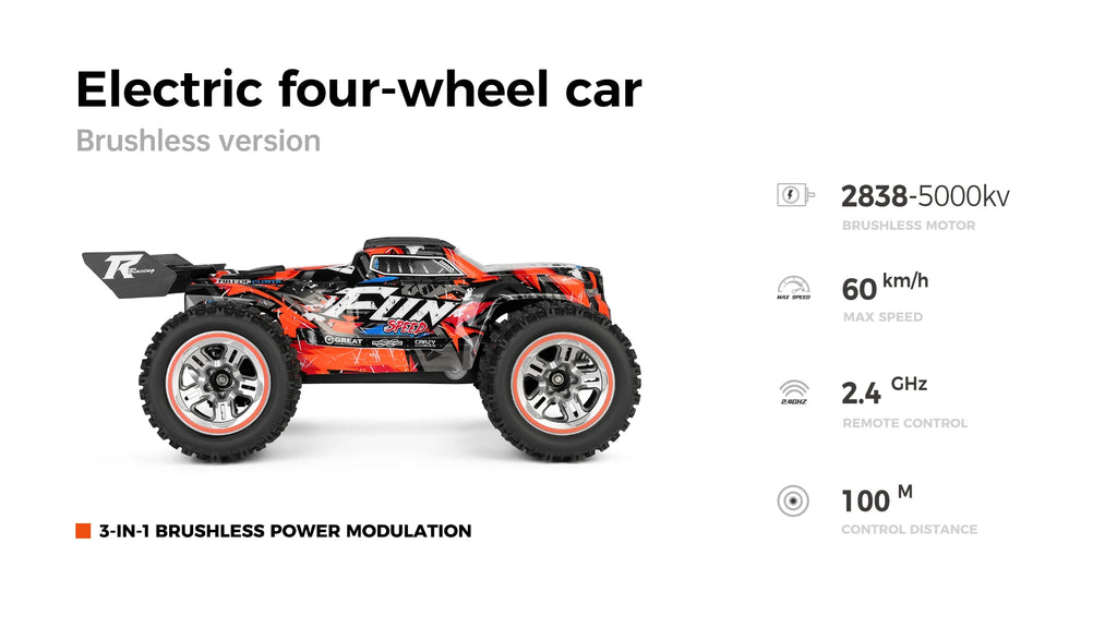 Wltoys 184008 1/18 Scale 2.4G RC Car Brushless Motor ESC 4WD Off-Road High Speed 60Km/H 3-in-1 Racing Toy for Boys