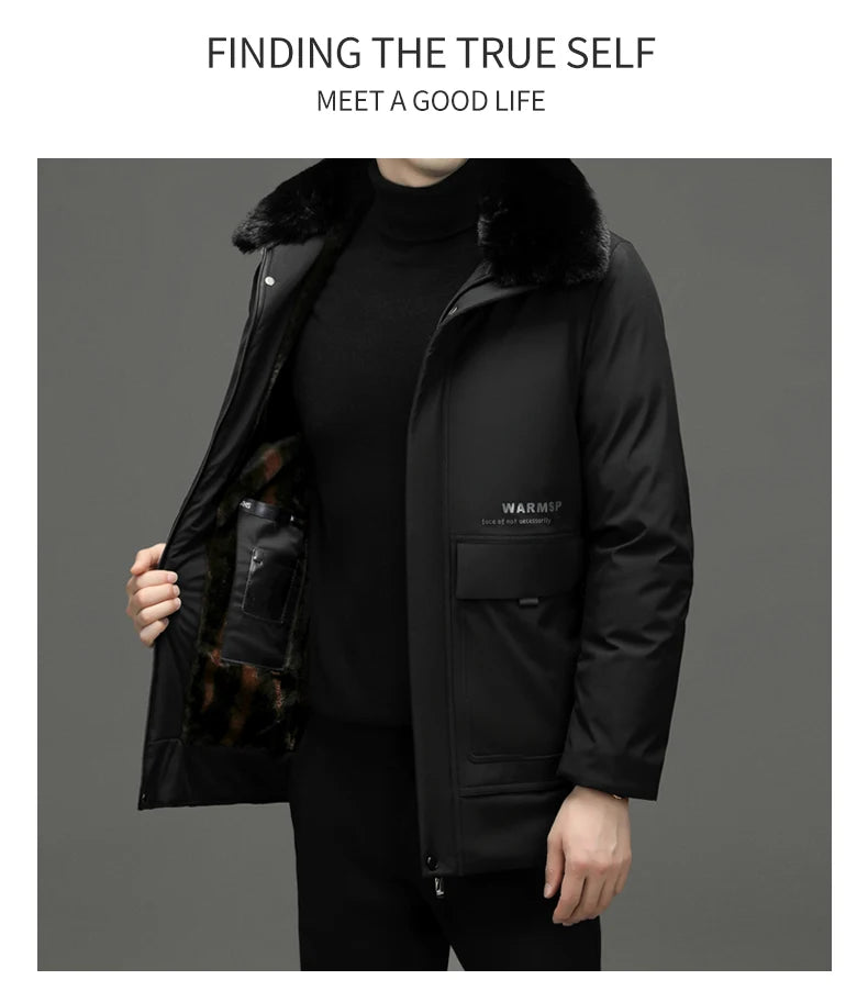 Top Grade Thick With Fur Hood Fashion Casual Designer Warm Parka Winter Coat Mens Newest Jacket Windbreaker Mens Clothes