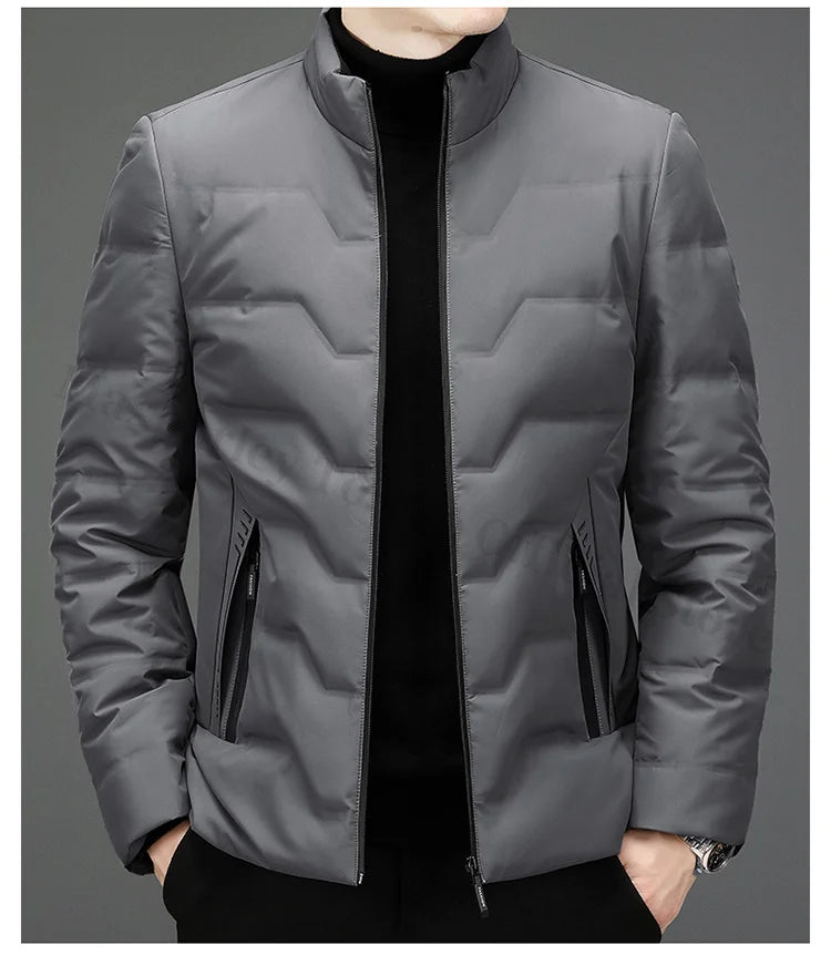 COMXZ Mens Down Jacket 2025 New Classic Solid Color Outdoor Camping Windproof Parka Fashion Lightweight Warm Autumn Winter Coat