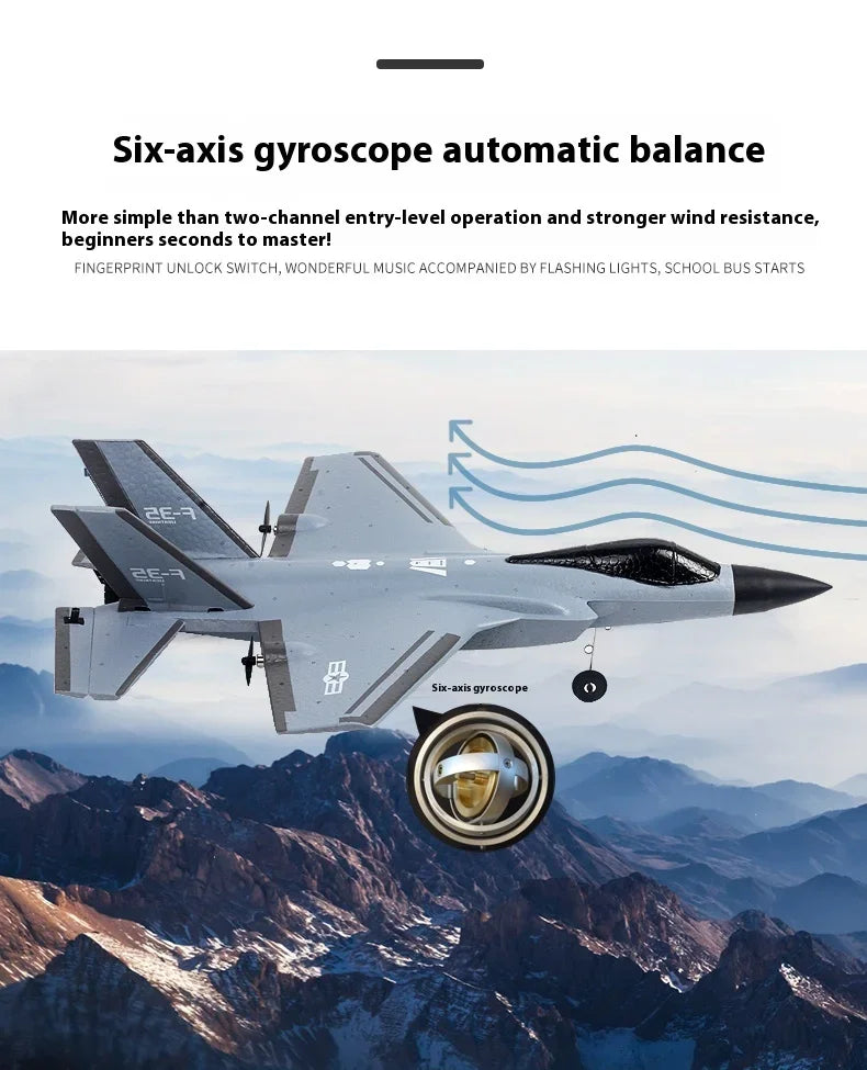 F35 Remote Control Foam Glider | Colorful LED Lights | 2-Channel RC Plane | Fixed Wing Model | Best Kids Toy