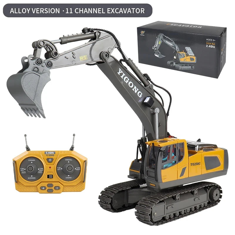 1:24 Scale 2.4G RC Construction Vehicle Toys Set for Kids: Excavator, Dump Truck, Loader, Bulldozer - Premium Alloy & Plastic