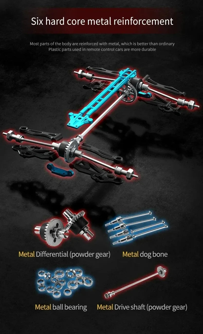 1:16 70km/h Super Brushless 50km/h Brushed RC Car 4x4 Off Road Remote Control High Speed Drift Racing Truck Toy Kids Adults