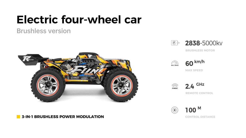 Wltoys 184008 1/18 Scale 2.4G RC Car Brushless Motor ESC 4WD Off-Road High Speed 60Km/H 3-in-1 Racing Toy for Boys