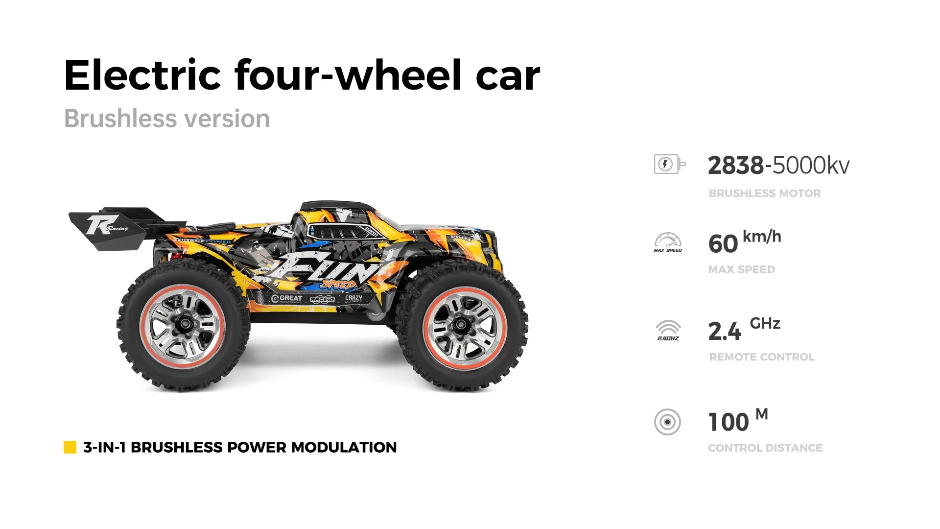 Wltoys 184008 1/18 Scale 2.4G RC Car Brushless Motor ESC 4WD Off-Road High Speed 60Km/H 3-in-1 Racing Toy for Boys