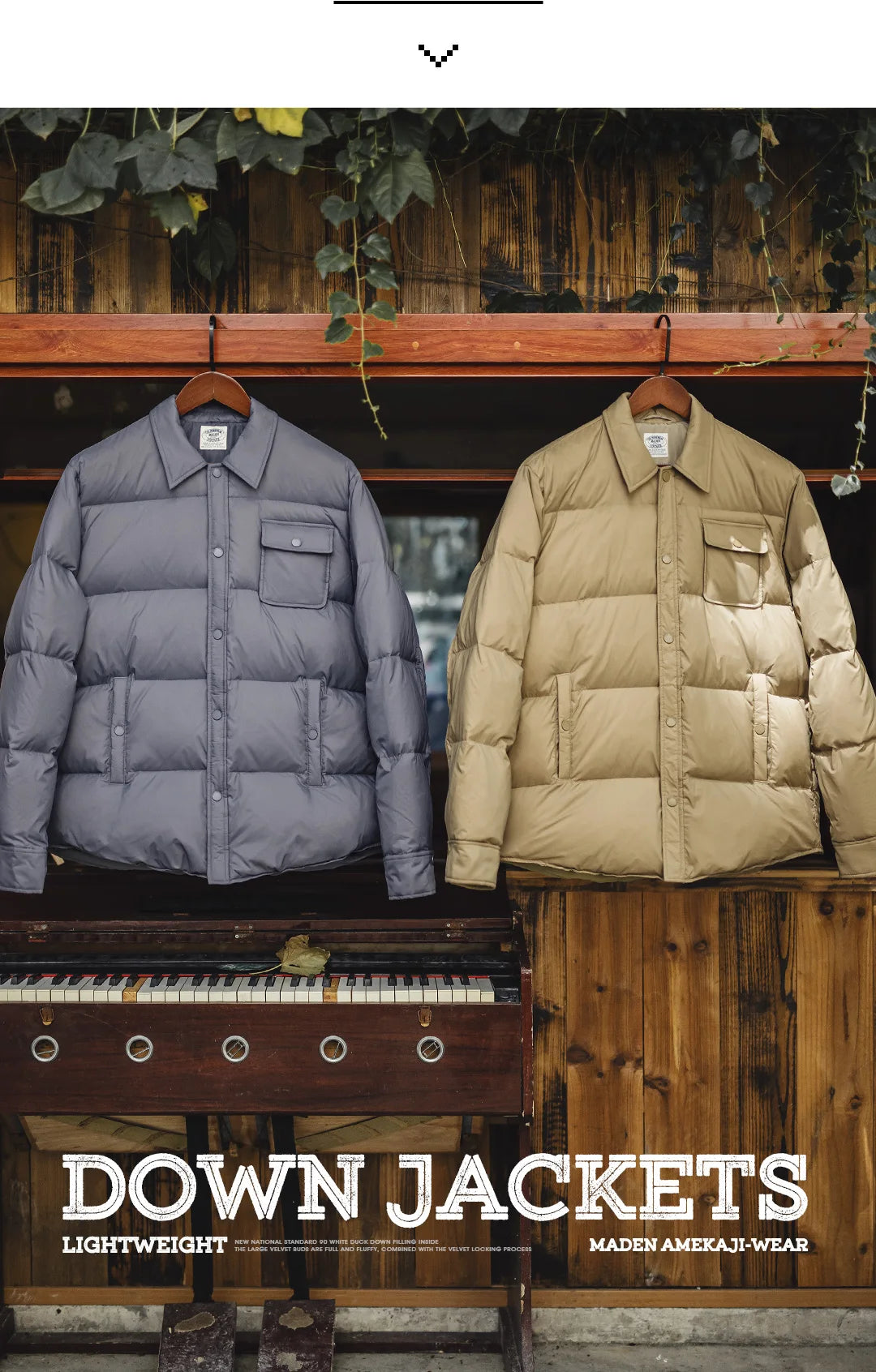 Maden Casual 90% White Duck Down Jacket Lightweight Warm Cold-resistant Single-breasted Lapel Puffer Jacket Men Winter Outerwear