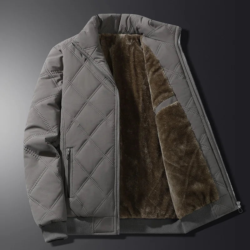 Fleece Jacket for Men 2025 Thick Stand Collar Solid Winter Jacket Men Windproof Warm Business Casual Men Coats High Quality