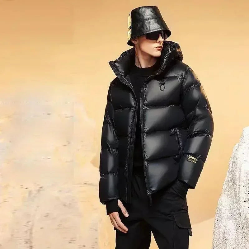 Down Jacket Men Winter Waterproof Goose Jacket Men Luxury Brand Hooded Feather Goose Coat Women Black Puffer Jacket Man 2023 New