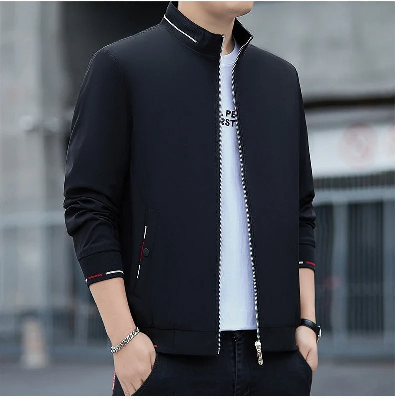 New Autumn Winter Men's Casual Sports Jacket Fashionable Trend Windproof Portable Pocket Stand Up Collar Fashionable Coat